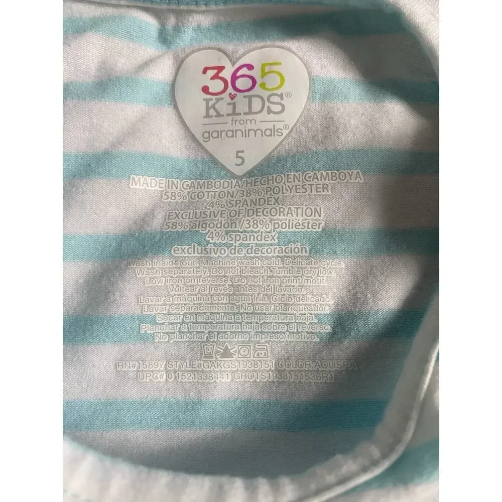 Garanimals 365 Kids Girls Stripped Shoulder Ruffle Tee Top – Blue Size 5